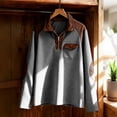 thumbnail image 6 of Kinrui Men's Waffle Knit Henley Sweatshirts Casual V Neck Long Sleeve Stand Collar Tops Patchwork Muscle Pullover Sweatshirt with Elbow Patch Brown L, 6 of 7