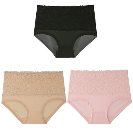 

3 Pieces Women s High Waisted Underwear Soft Breathable Full Coverage Stretch Briefs Ladies Panties