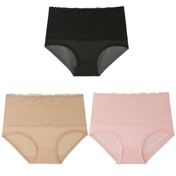3 Pieces Women's High Waisted Underwear Soft Breathable Full Coverage Stretch Briefs Ladies Panties