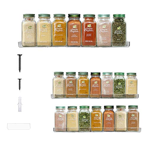Countertops-Season Storage Jars Holders Pack of 2 Cabinets Urban Deco Wall Mounted Spice Racks Transparent Acrylic Spice Rack Organizer For Kitchen Pantry
