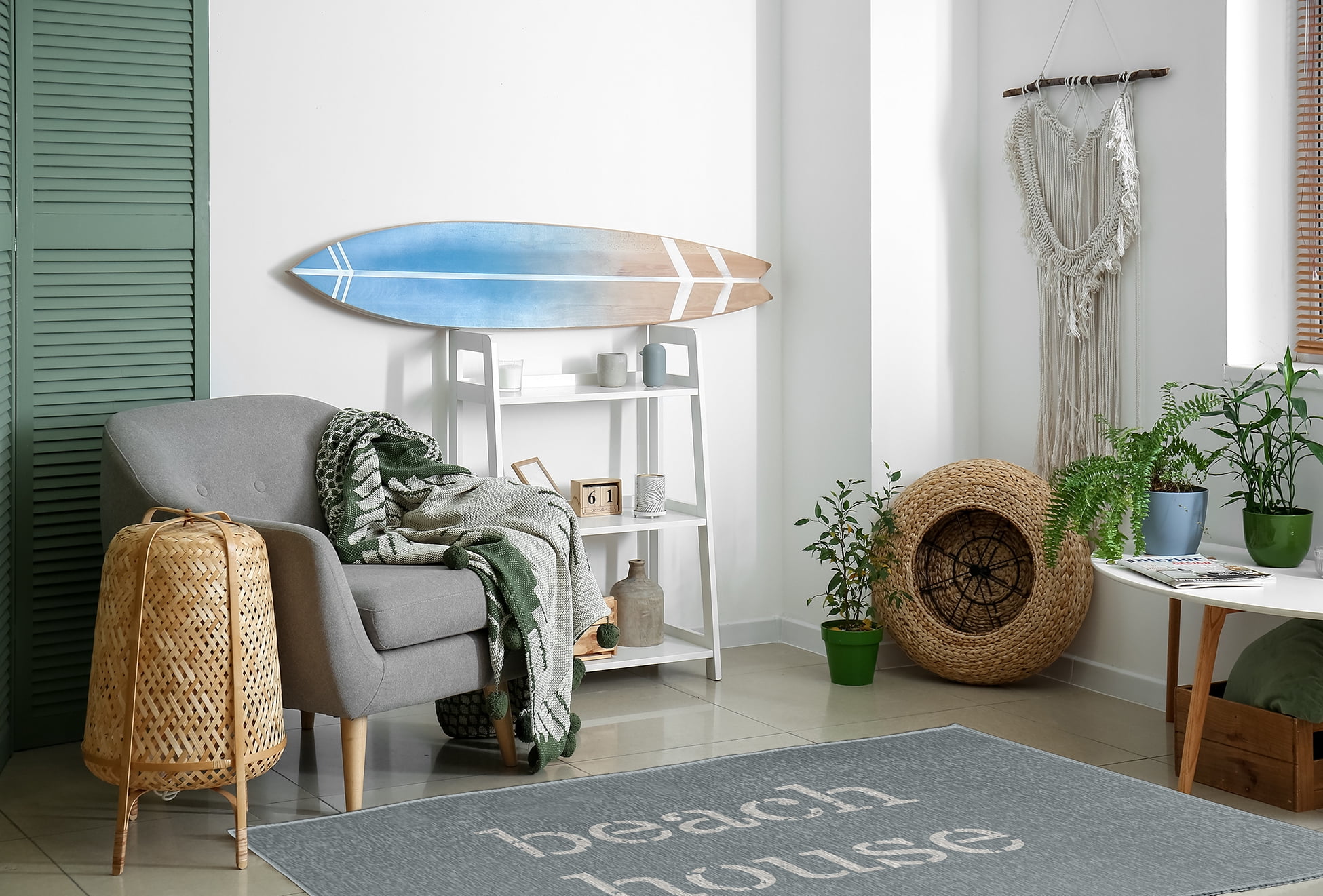 Simply Daisy 4' x 6' Beach House Nautical Chenille Rug, Pretty Grey