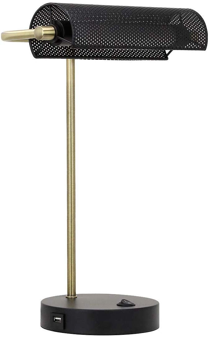 O'Bright LED Bankers Desk Lamp with USB Charging Port Metal, Rotatable