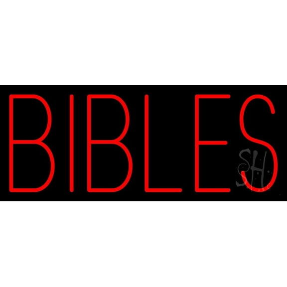 Red Bibles LED Neon Sign 13" Tall x 32" Wide - inches Black Square Cut Acrylic Backing, with Dimmer - Premium built indoor Sign for Home décor, Event, Religious place, Store interior, Office.