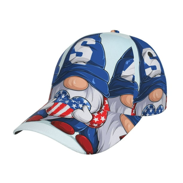 Fotbe Cute Gnomes in USA Gorro Clásico de Béisbol, Gorra Ajustable con Broche Snapback, Gorro de Exterior de Algodón Suave