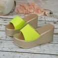thumbnail image 2 of Women’s Solid Wide Strap Textured Wedge Slide Sandals, Open Toe Holiday Platform Slip-On Slippers, 2 of 9