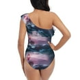 thumbnail image 5 of Easygdp lighthouse Waves Torrential Rain Women's One Shoulder Ruffle Monokini Bathing Suits with Removable Chest Pad, Quick Drying - Large, 5 of 8
