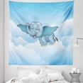 thumbnail image 1 of Animal Tapestry, Flying Clouds Comic Humor Happiness Caricature Illustration, Fabric Wall Hanging Decor for Bedroom Living Room Dorm, 5 Sizes, Pale Blue, by Ambesonne, 1 of 1