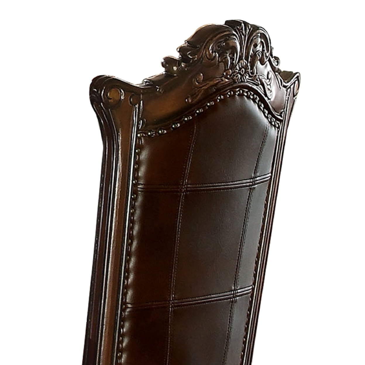 ACME Vendome Faux Leather Tufted Dining Side Chair in Cherry Set of 2