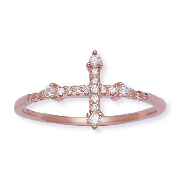 Daily Delight TheJewelryHut Designer Sterling Silver CZ Cross Ring - Rose Gold Plated