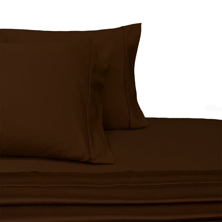 600TC Egyptian Cotton 1pc FITTED SHEET Sateen Solid Chocolate 