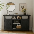 thumbnail image 4 of StorageWorks Farmhouse Corner TV Stand for TVs up to 60", Entertainment Center with Sliding Barn Doors and Storage Cabinets, Antique Black, 4 of 11