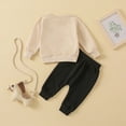 thumbnail image 5 of NOLDARES Infant Toddler Baby Boy Clothes 2pcs Long Sleeve Sweatshirt Tops Casual Joggers Pants Graphic Outfits Set Casual Clothing(Beige,18-24 M), 5 of 9