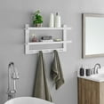thumbnail image 7 of Danya B. 2-Tier Ledge Wall Shelf Organizer with Five Hanging Coat or Towel Hooks - Entryway or Bathroom - White, 7 of 7