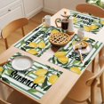 thumbnail image 5 of Hello Summer Placemats Set of 8 Lemon Green Botanical Watercolor Striped Place Mats Indoor Wipeable Table Mats Washable Cloth Dining Table Placemats for Kitchen Holiday Party Home Decor 13x19 Inch, 5 of 9