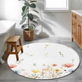 thumbnail image 3 of Round Rug 4Ft Washable Non-Slip, Spring Wildflowers Circle Area Rugs for Living Room Bedroom, Watercolor Rustic Flowers Floral Leaves Indoor Floor Mats Carpet Runner for Home Decor Aesthetic, 3 of 8