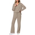 thumbnail image 1 of Conjuntos de Dos Piezas para Mujer, Moda de Otoño 2025, Pantalones Anchos, Conjunto de Estar por Casa, para Viajes y Vacaciones. Caqui Oscuro XXL, 1 of 9