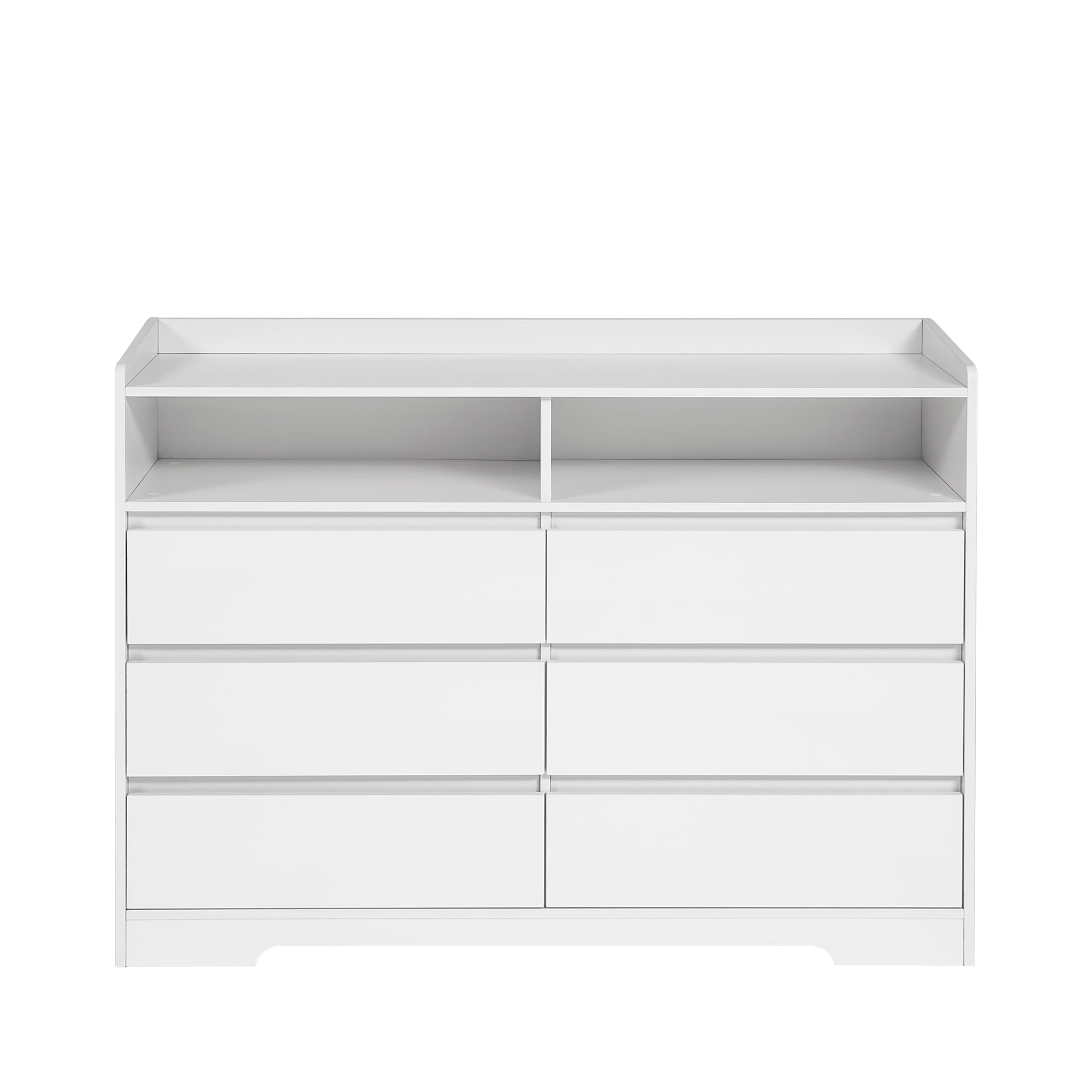 Kadyn Bathroom Free-Standing Cabinet, White Storage Cabinet for Living Room, Side Cabinet Storage Organizer with 6 Drawers