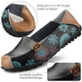 thumbnail image 3 of YAZI Womens Comfortable Leather Floral Print Flats Casual Driving Loafers Walking Shoes for Women, 3 of 8