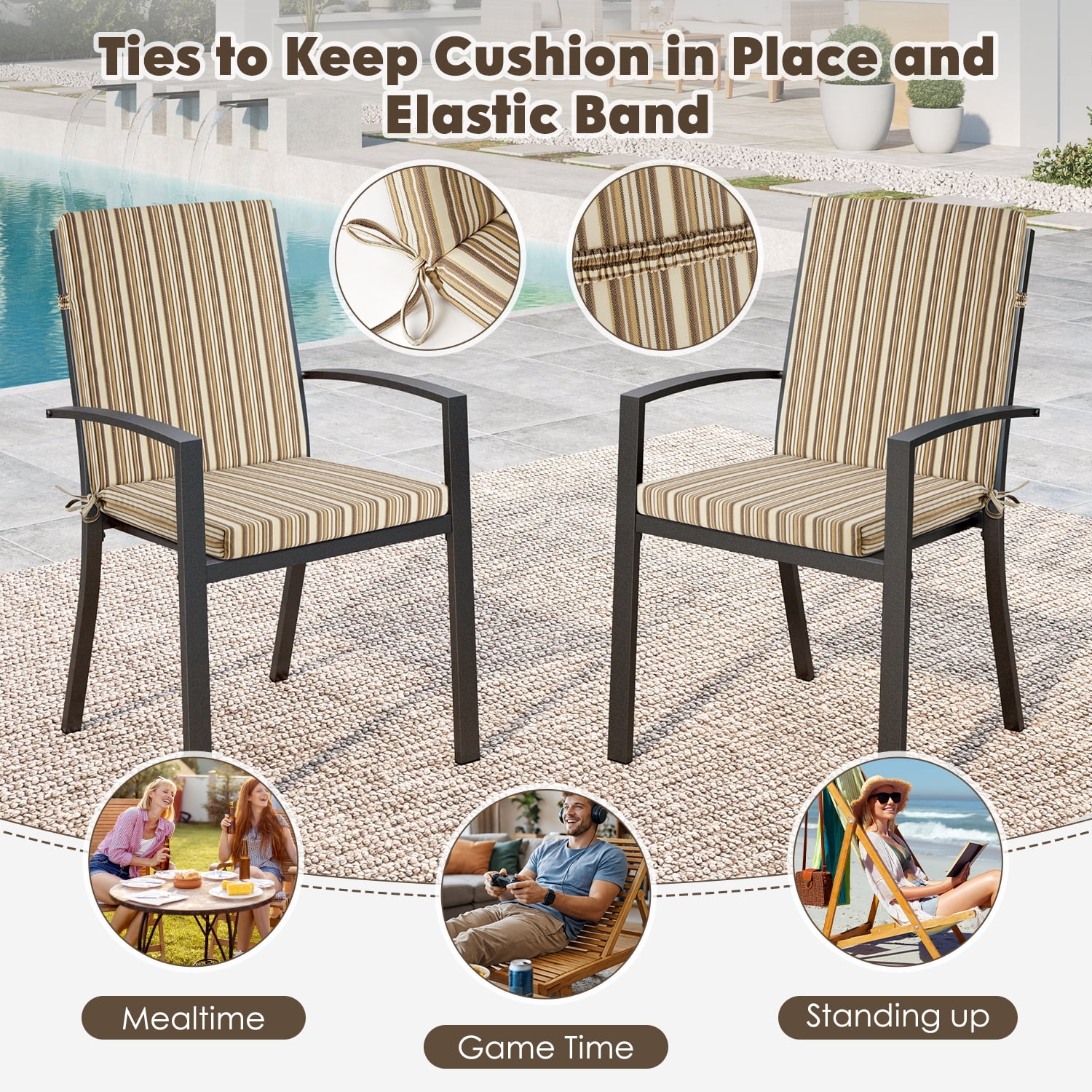 MOONORAH Outdoor Chair Cushions for Patio Furniture, 40"L x 18"W Rectangle Outdoor Chair Pads for Garden Sofa Couch Chair, Midback Chair, Rocking Chair, Waterproof Patio Seat Furniture Cushion