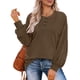 thumbnail image 3 of Top de manga larga para mujer, jersey con botones y cuello redondo, blusa informal holgada de manga larga para mujer, color café XXL, 3 of 6