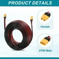 thumbnail image 3 of Cable de extensión Uxcell XT60, 12AWG 50 pies macho a hembra, cable de alimentación de conector XT60 de cobre estañado para baterías RC, estación de energía portátil, sistema solar, 3 of 6