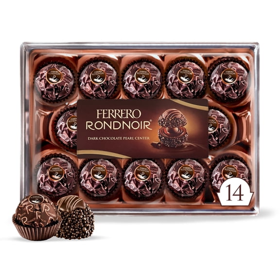 Ferrero Rondnoir Dark Chocolate Gift Box, 8 Count Individually Wrapped Chocolate, 14 Pieces in Box, 4.8 oz