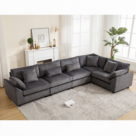 Modern Corduroy Oversized Sectional Sofa for Living Room 146*36.5*34”