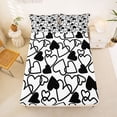 thumbnail image 5 of Erosebridal Kawaii Loves Pattern Full Size Sheets,White Black Heart Print Bed Sheets For Kids 4pcs, 5 of 6