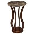 thumbnail image 2 of Brown Round Accent Table with Faux Marble Top, 2 of 5