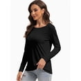 thumbnail image 3 of Women Long Sleeve Shirts Tops Fall Tunic Causal Fashion Round Neck Basic Tee, 3 of 6