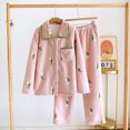thumbnail image 2 of Womens Loungewear Set Usmixi Womens Winter Plush Homewear Sets Fashion Floral Print Lapel Fleece Coat and Pants Matching Pajamas Sets Soft 2 Piece Sleepwear Sets Under $5, 2 of 7