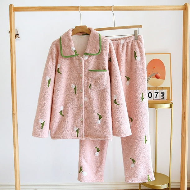 Pink fuzzy hotsell pajamas