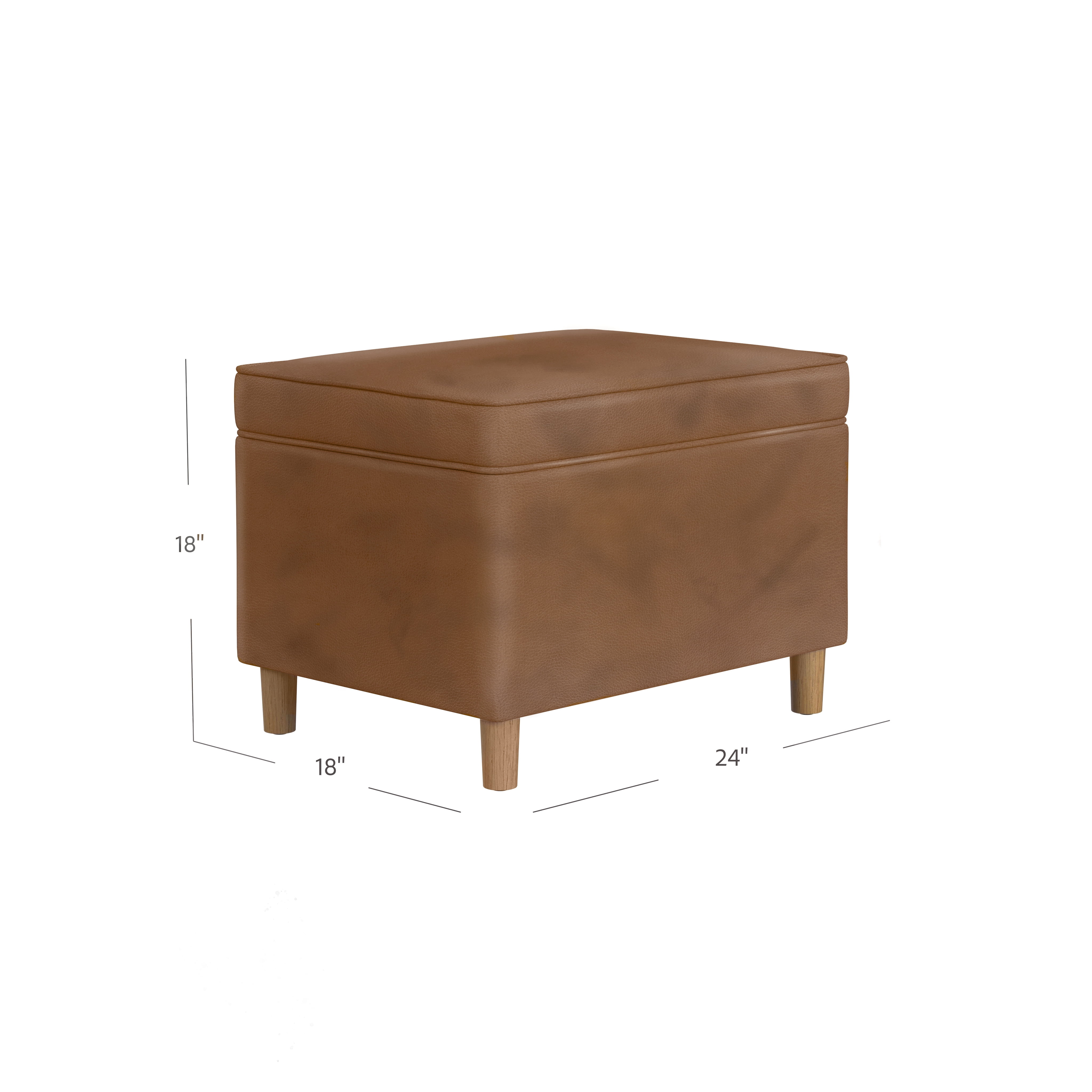 HomePop Dinah Storage Ottoman, Brown Faux Leather
