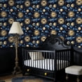 thumbnail image 2 of Boho Peel and Stick Wallpaper Cosmic Eye Planetary Galaxy Art Gold Blue Wall Mural 17.7in x 9.8ft Self Adhesive Removable Wall Paper Renter Friendly Wallpaper for Bedroom Kitchen Farm, 2 of 8