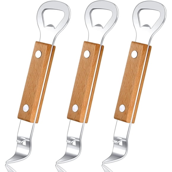 HANCELANT Magnetic Can Punch Bottle Opener, Manual Stainless Steel Church Key Can Opener with Magnet for Camping and Travelling 3 Pack