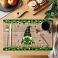 thumbnail image 2 of St. Patrick's Day Placemats Set of 4, Green Shamrocks Gnomes Plaid Wood Placemats for Dining Table, Place Mats for Kitchen Tabletop, Waterproof Wipeable Dining Table Mats Set, 2 of 9