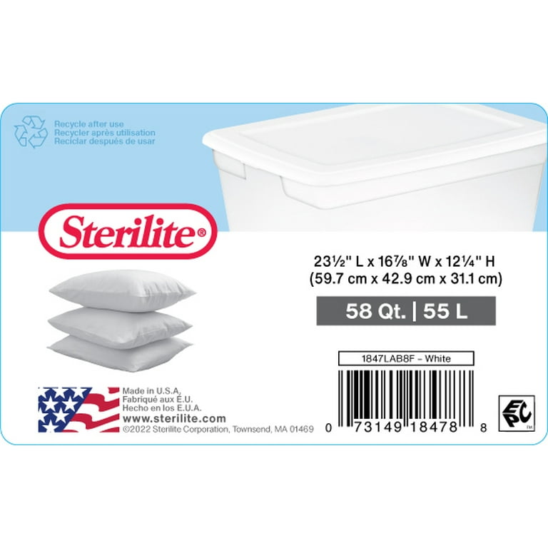 Sterilite 58 qt. Storage Box Plastic, White
