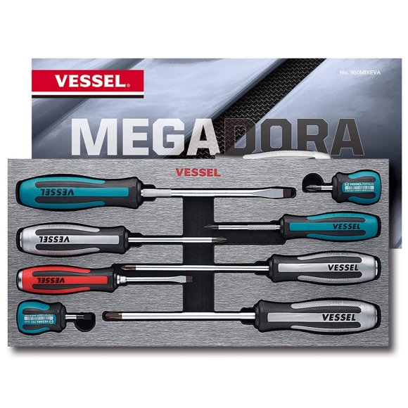 VESSEL MEGADORA Impacta Assorted Magnetic Screwdriver Set | 8-Piece