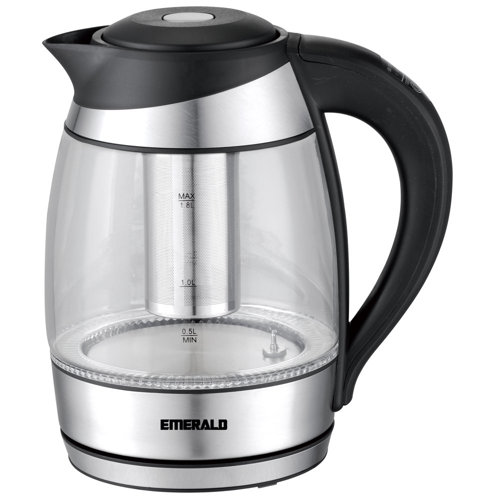 Emerald 1.8L Glass Electric Kettle w/ Included Free Removable Tea