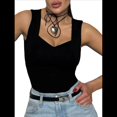 thumbnail image 1 of Camisetas Sin Mangas con Cuello en V para Mujer, Camisetas Básicas, Camisetas Corta, Camisetas y Verano, Camisetas Informales Ajustadas Acanaladas, Negras, XL, 1 of 9