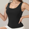 thumbnail image 4 of UANWENN Women's Plus Size Solid Ribbed U Neck Tank Top with Built In Pads for Summer Apricot Tops for Women 6x Top Bathing Suit Tops for Women plus Size Top Women Flower Top for Women Active Tops for, 4 of 9