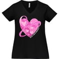 thumbnail image 3 of Inktastic Breast Cancer Awareness Pink Ribbon Around Heart Women's Plus Size V-Neck T-Shirt, 3 of 5
