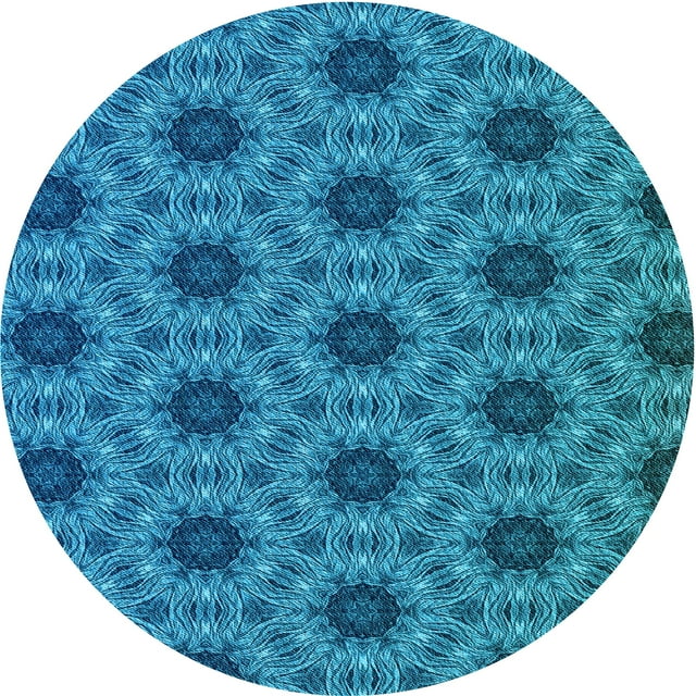 Ahgly Company Tapis Rond Lavable en Machine Intérieur Transitionnel Bleu, 3 Pieds Rond