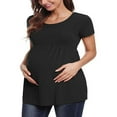 thumbnail image 2 of T-Shirt pour Femmes Enceintes à Rayures Imprimées à Manches Courtes Col Ras du Cou Grossesse Maternité Chandails Hauts, 2 of 4