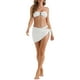 thumbnail image 2 of INSPIRAR CHIC Conjuntos de Bikini de Mujer con Anillo en O de Canalé de 3 Piezas, Parte Inferior de Tanga con Hebilla en la Espalda, Trajes de Baño Pequeños, Blancos, 2 of 5