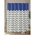 thumbnail image 4 of Blue Geometric Shower Curtain Set, Waterproof Shower Curtains for Bathroom, White Chevron Modern Abstract Art Aesthetics Washable Fabric Cloth Bath Curtain for Bathtub with Hooks 48x72 Inches, 4 of 6