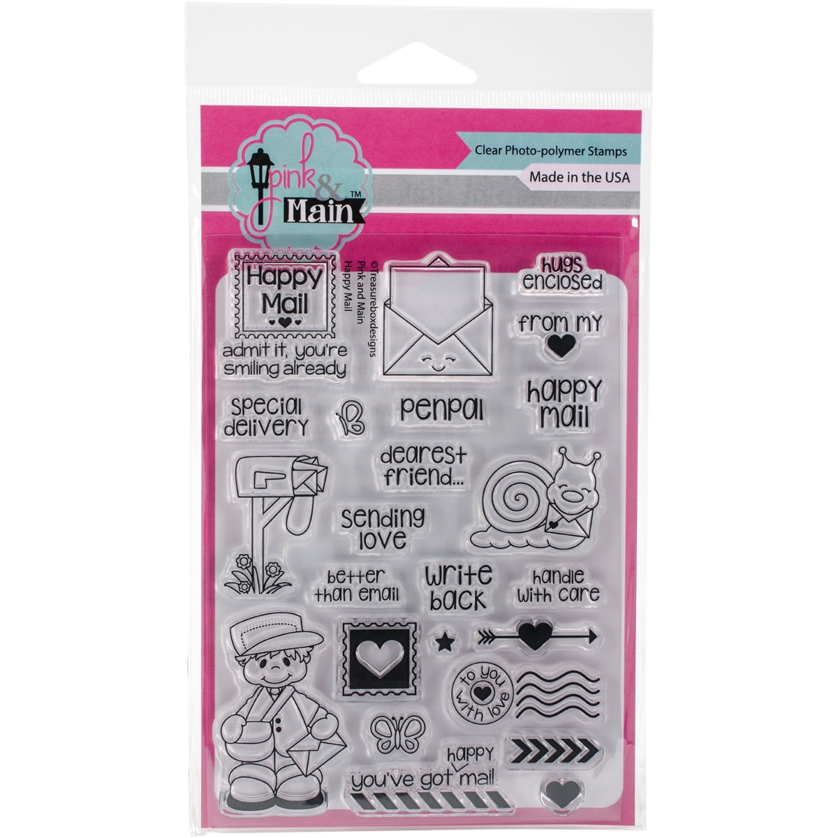 Pink & Main Clear Stamps 4"X6"Happy Mail