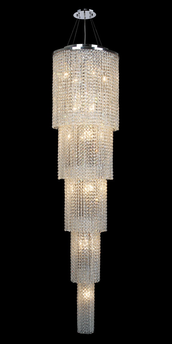 Prism Collection 19 Light Chrome Finish and Clear Crystal Cascading Round Chandelier 16