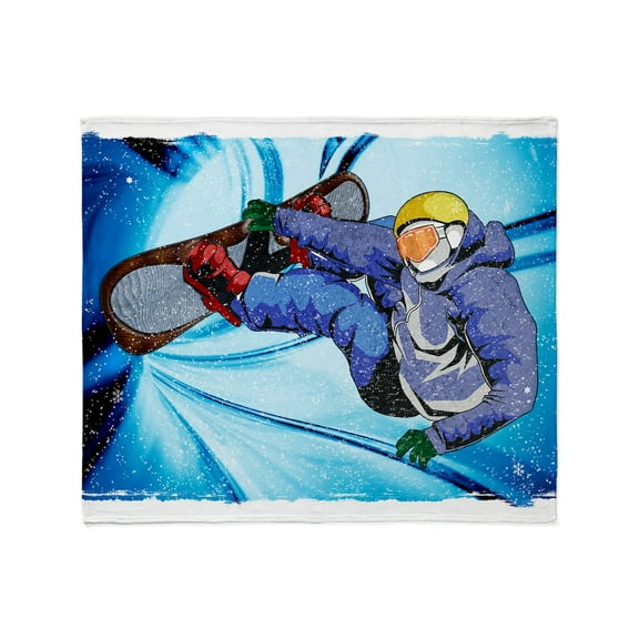 CafePress - Snowboarder In Edgy Snow Storm Throw Blanket - Soft Fleece Throw Blanket, 50"x60" for All Ages