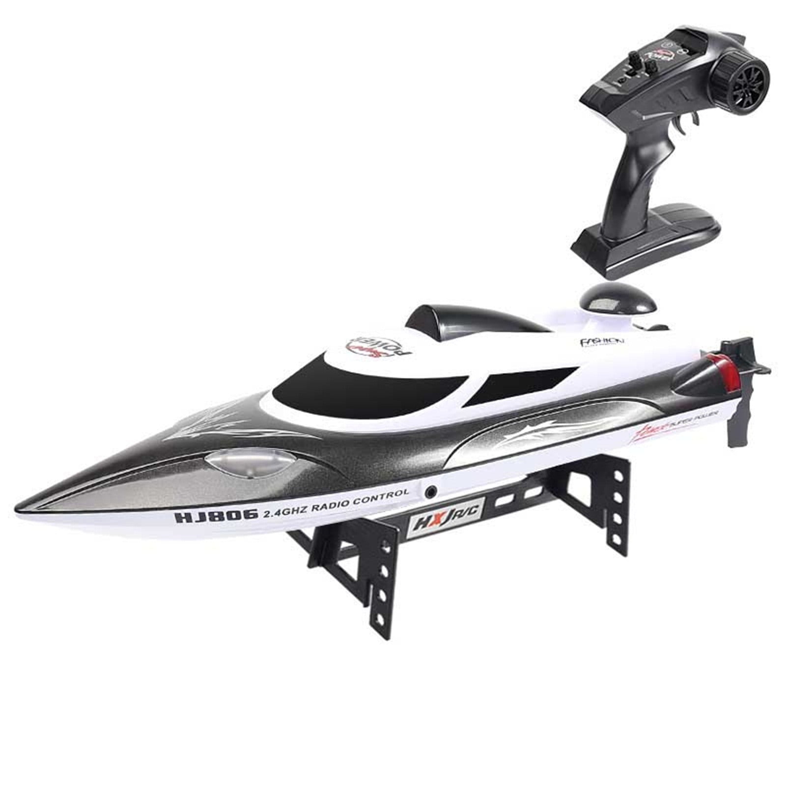 2.4GHz Remote Control Boat High Speed RC Racing Boat with Night Navigation Lights Self-Righting for Outdoor Pool or Lake Play(Black)